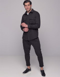 Ben Tailor ανδρικό υφασμάτινο μαύρο παντελόνι με πιέτα και ζωνάρι 0774